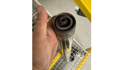 Conveyor bearing failure progression showing outer race spalling (2 of 2)