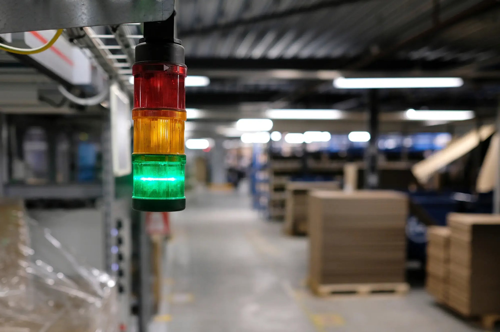 Green light indicating smooth operations stock photo