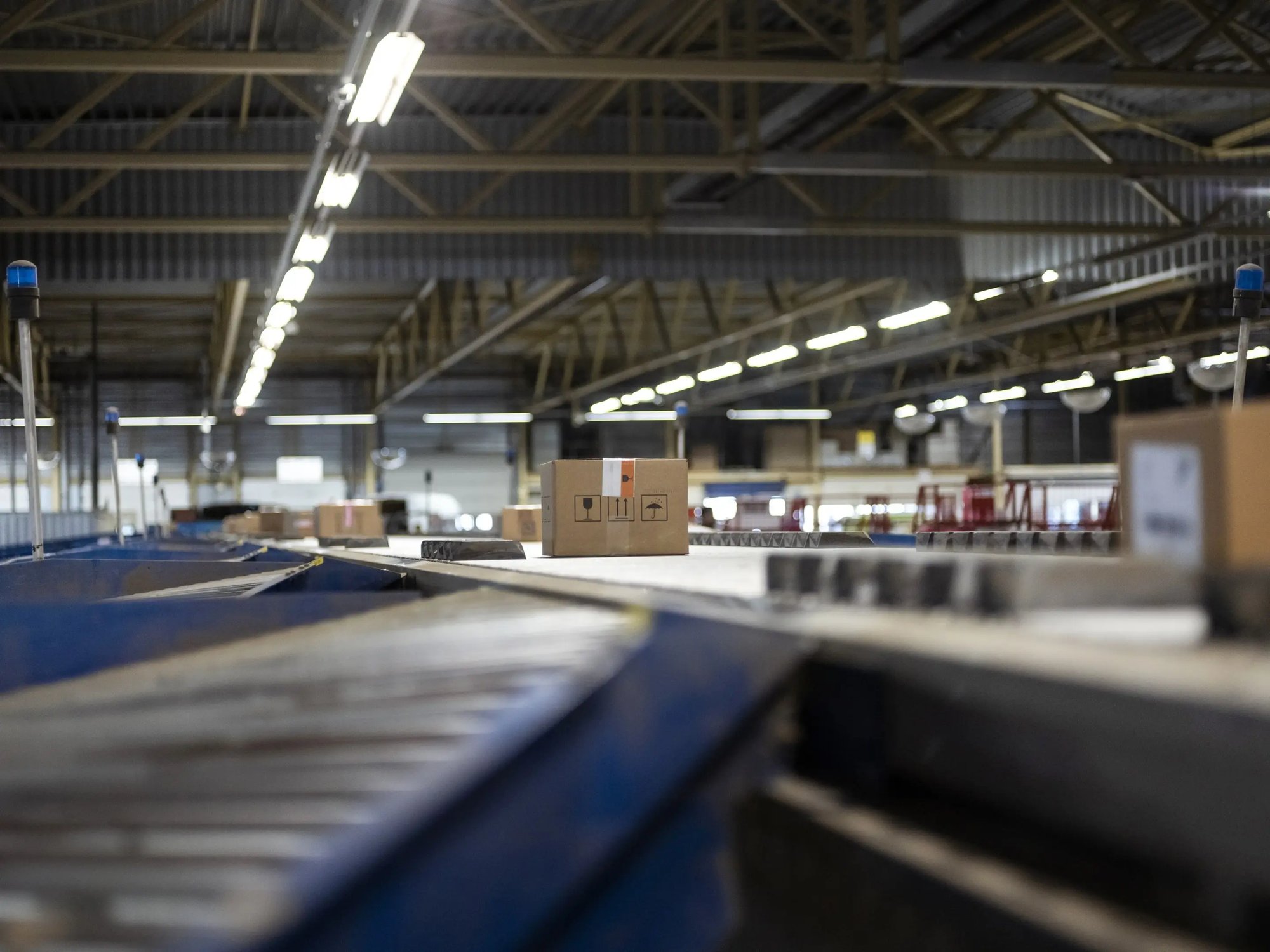 Package Conveyor Belt Focus stock photo