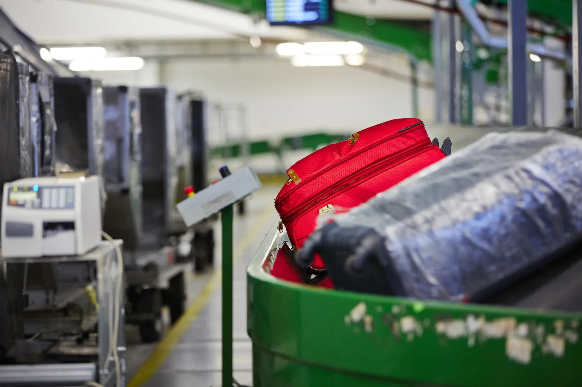 iStock-179687682-Baggage on conveyor belt at the airport - selective focus