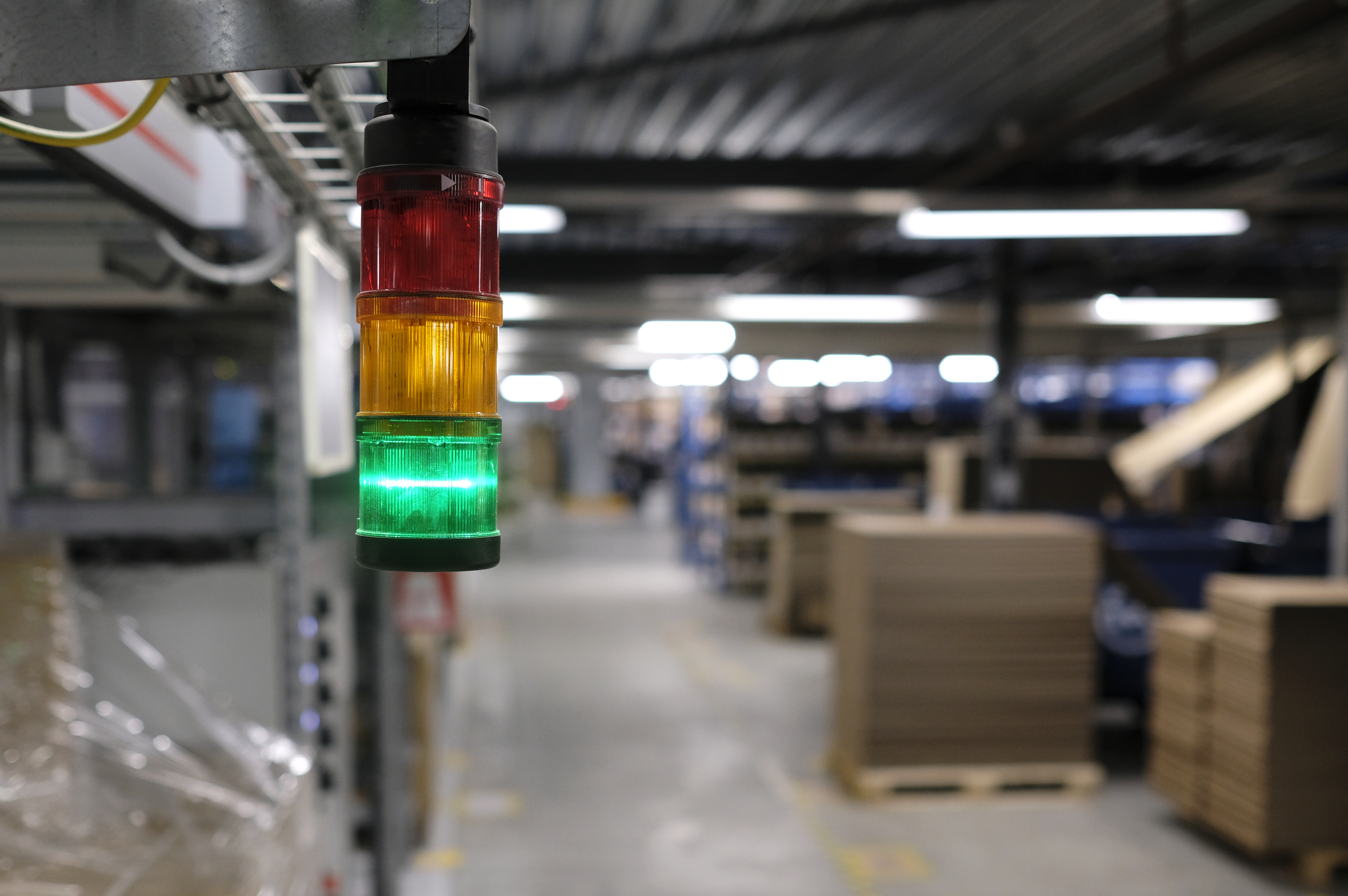 Green light indicating smooth operations stock photo