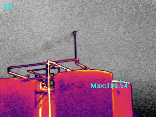 gas emission from roof pipe animated thermal