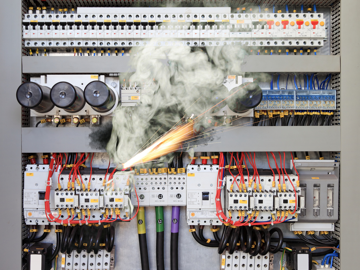iStock-187523488-Overloaded electrical circuit causing electrical short and fire